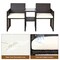Brown Rattan Two-Seat Chair with White Cushions and Built-In Table